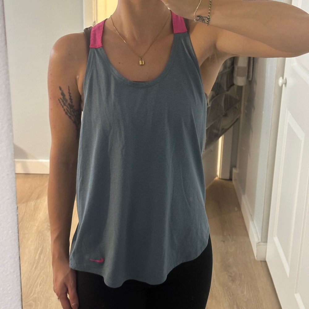 Nike Charcoal and Pink Athletic Tank